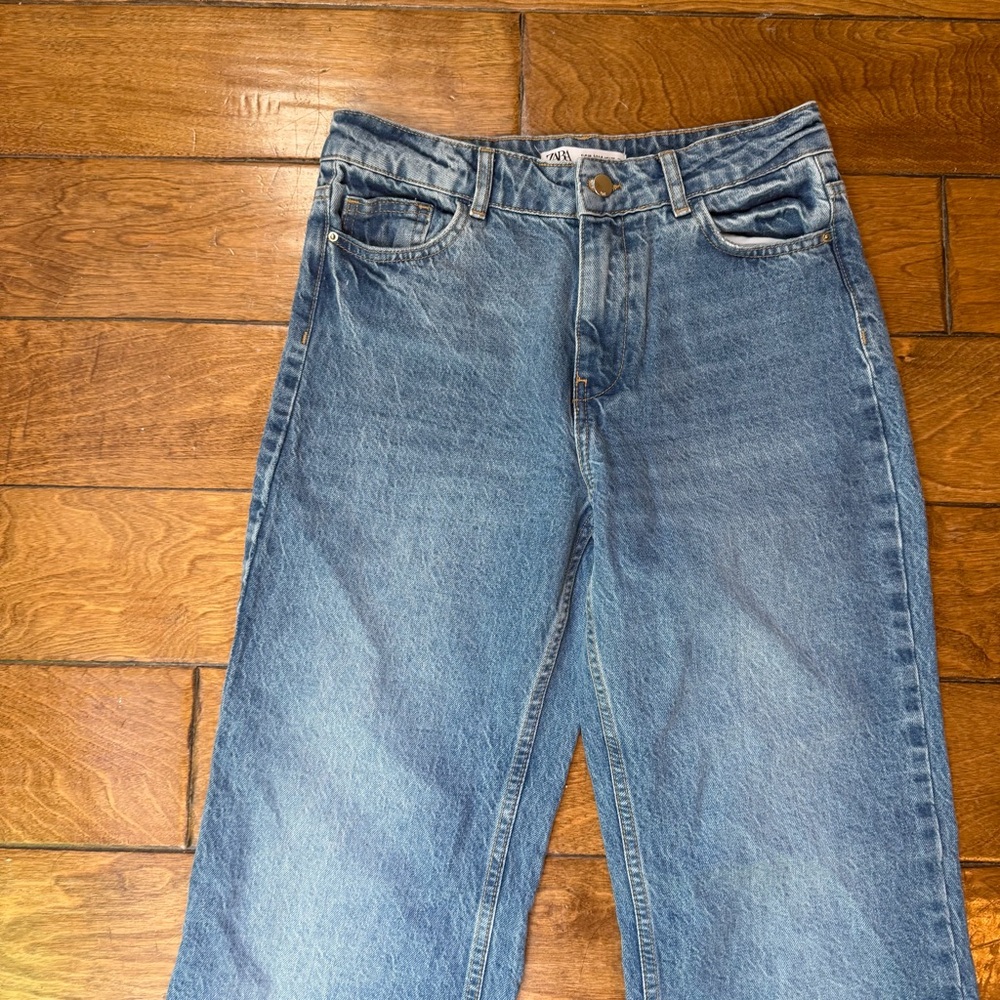 Zara High Rise Wide Leg Jeans Medium Wash Straight Baggy Denim Size 4 - Picture 2 of 6